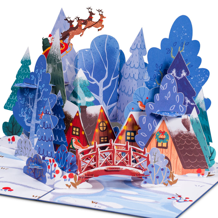 Magical Town Christmas Pop Up Card pop-up Christmas card open