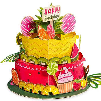 Tropical Birthday Cake Pop Up Card with Keepsake