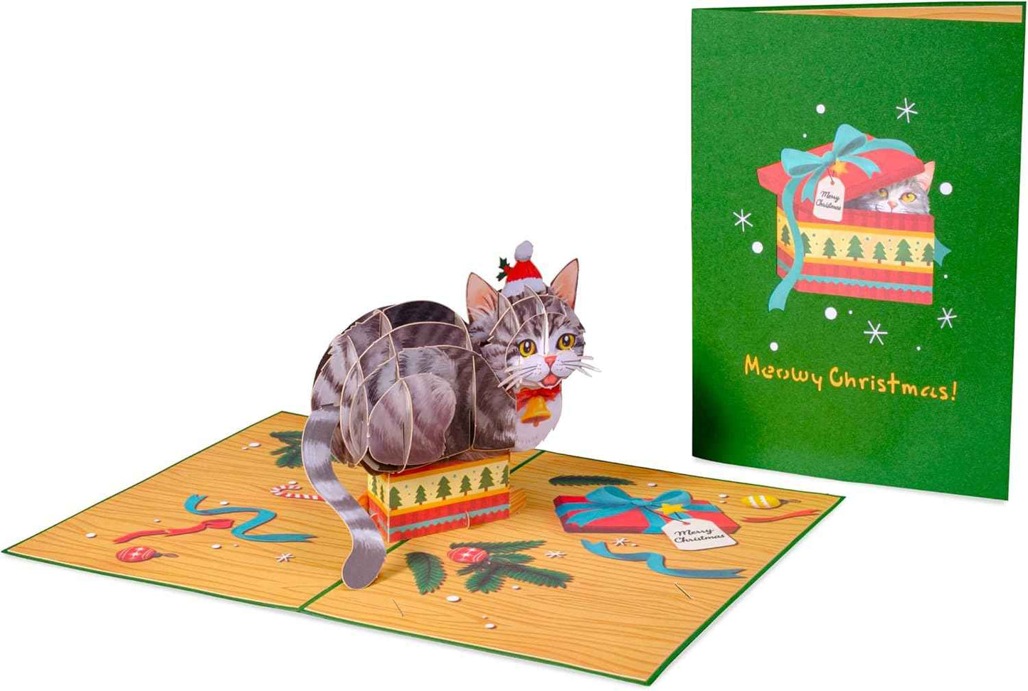Meowy Cat Pop Up Christmas Card