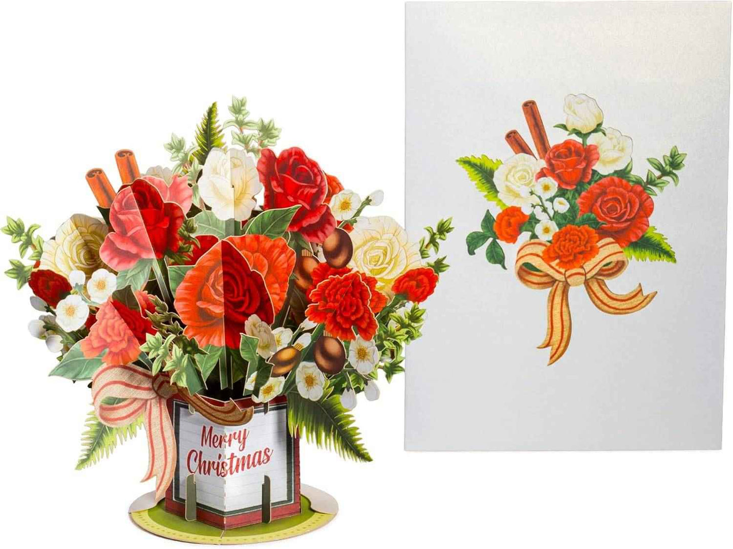 Merry Christmas Flower Bouquet Pop Up Christmas Card