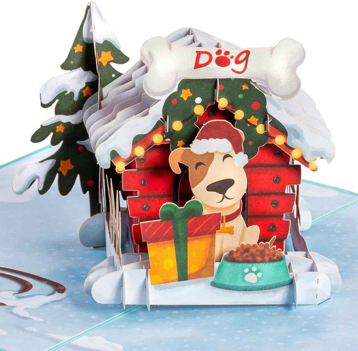 Christmas Dog House Pop Up Card pop-up Christmas card open
