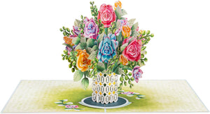 Roses and Succulent Pop up card, Forever Flowers Keepsake- Oversized 10" X 7" Card