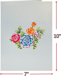 Thumbnail for Roses and Succulent Pop up card, Forever Flowers Keepsake- Oversized 10
