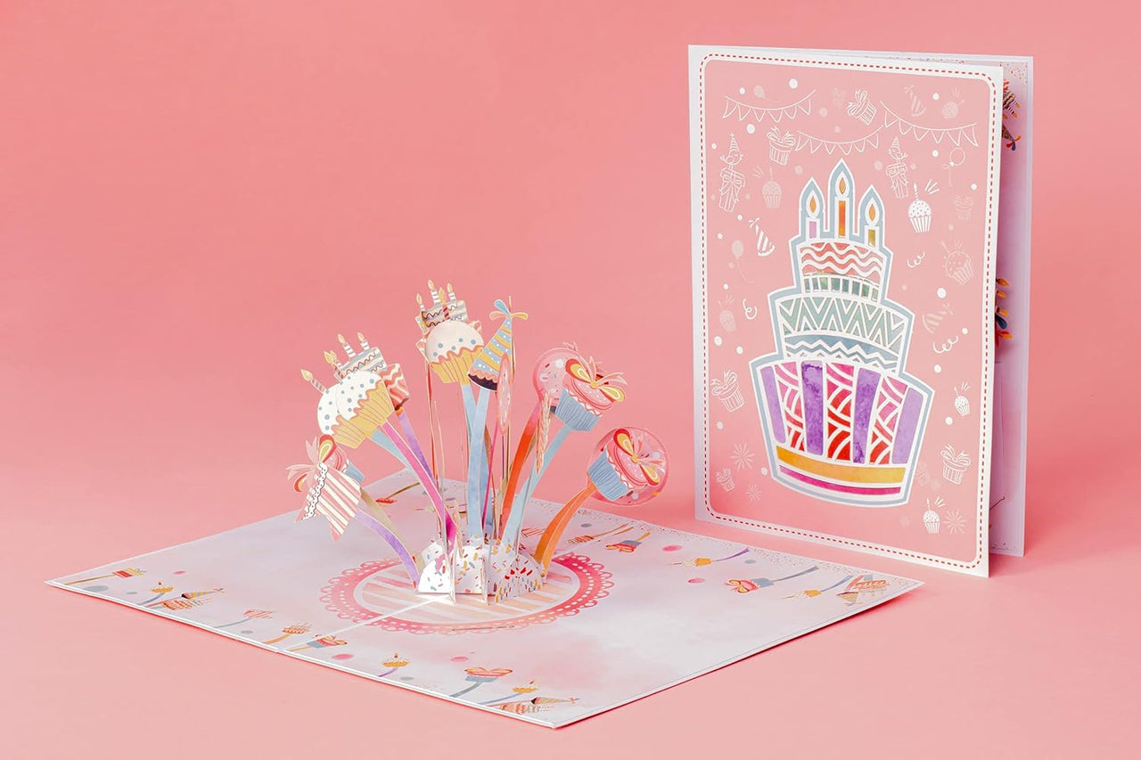 Paper Love Party Explosion Pop Up Card, For Adults and Kids - 5" x 7" Cover - Includes Envelope and Note Tag