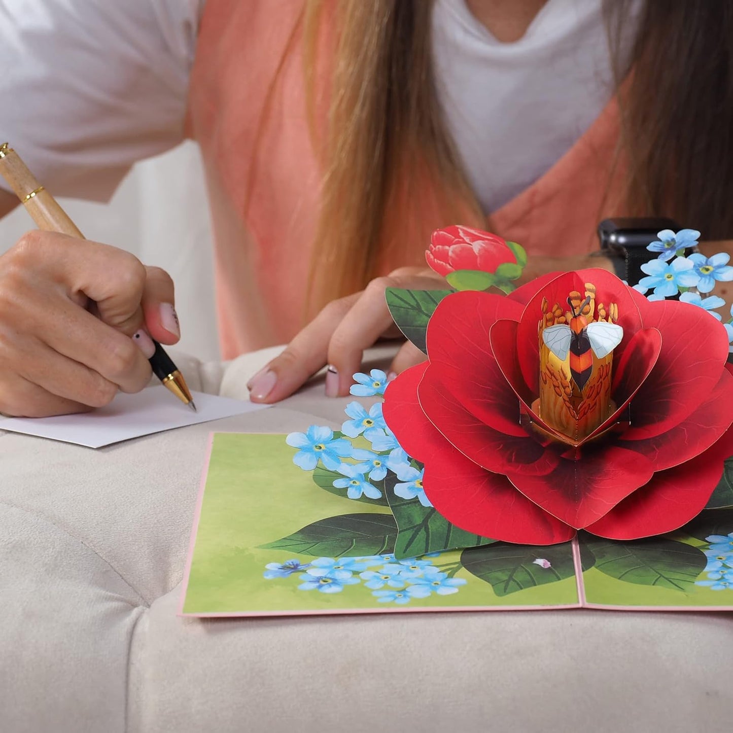 Camellia Flower Pop Up Card