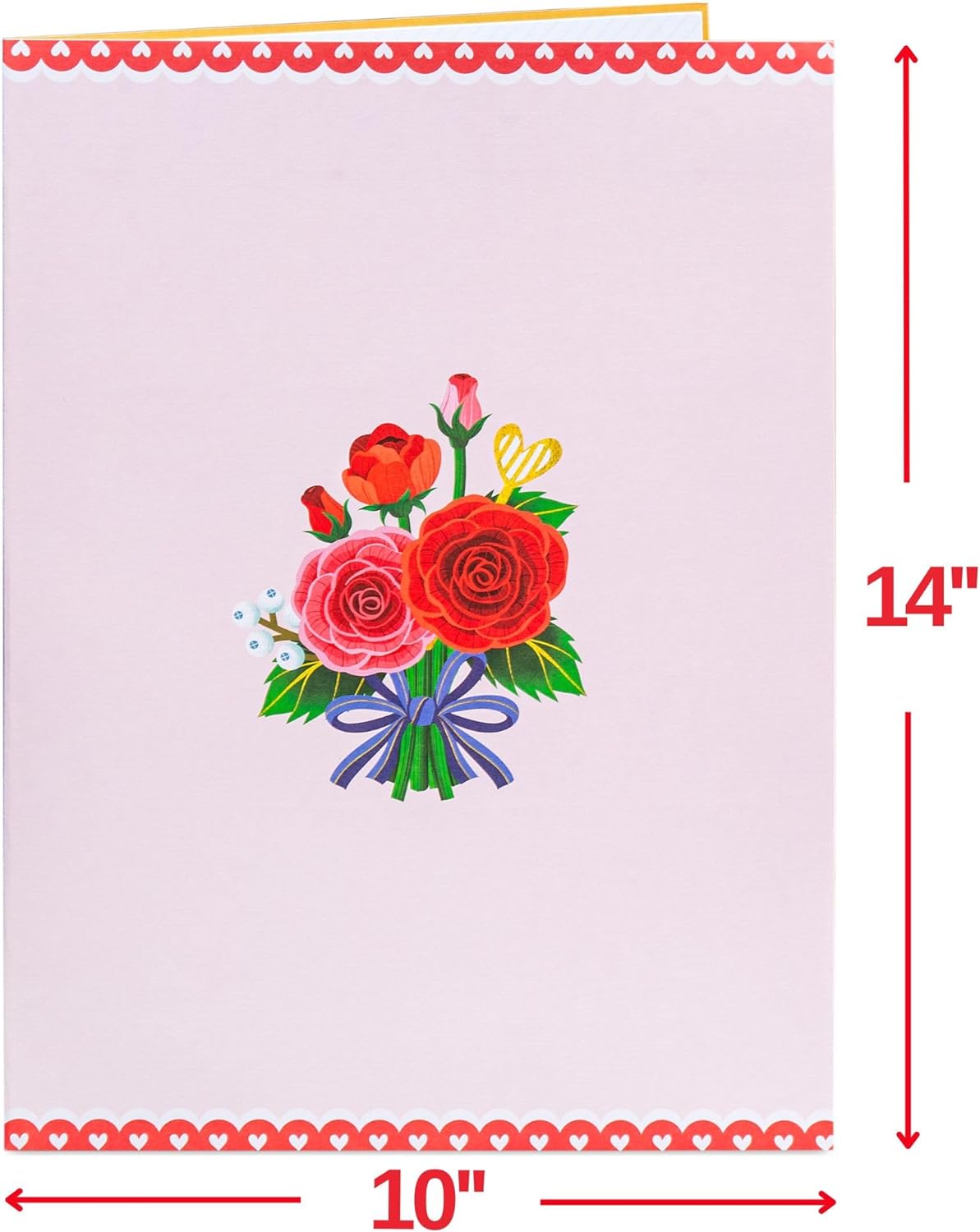 Hugepop Red Roses Pop Up Card, with Detachable Bouquet - Oversized 10" x 14" Cover