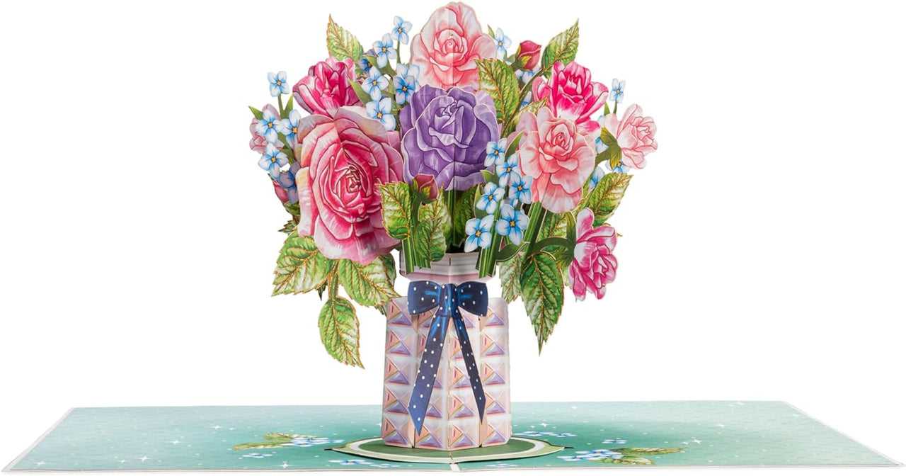 Elegance Pop Up Flower Bouquet Card, Oversized 10" X 7" Card