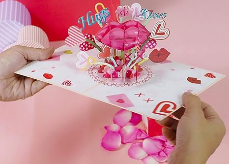 XOXO Hugs & Kisses Valentines Day Pop Up Card