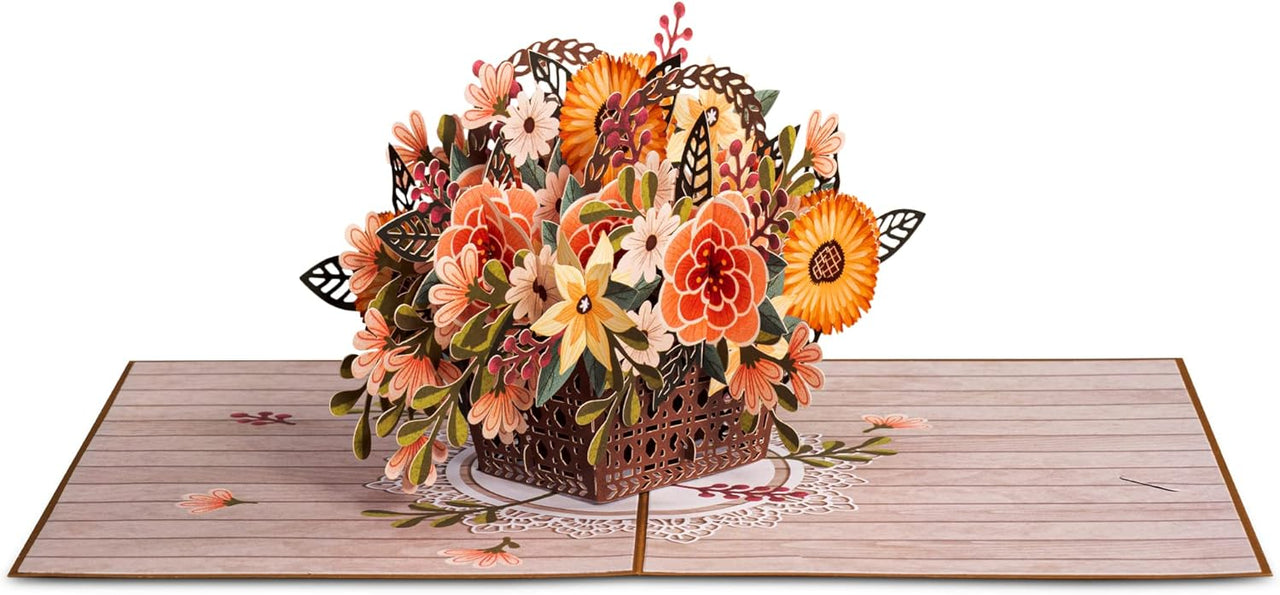 Rustic Flower Basket Pop Up Card