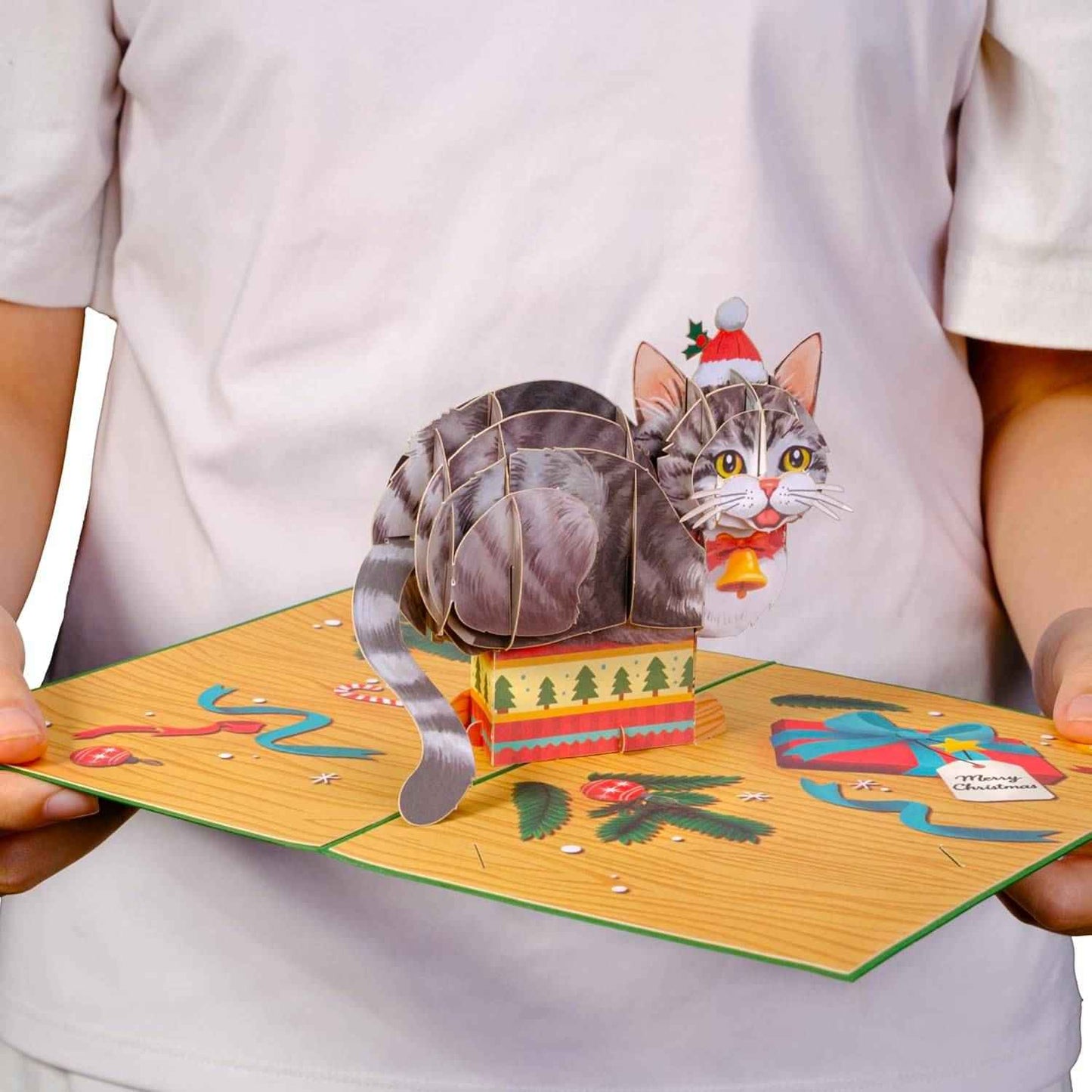 Meowy Cat Pop Up Christmas Card