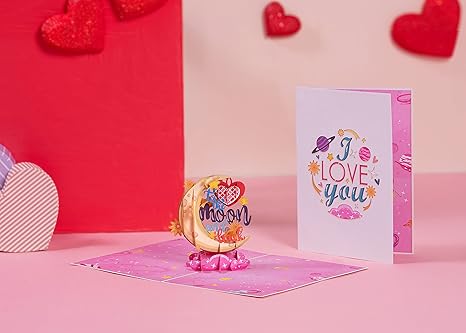 I Love You To The Moon And Back Valentines Day Pop Up Card