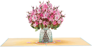 Cherry Blossom Flower Bouquet Pop Up Card, Oversized 10" X 7" Card