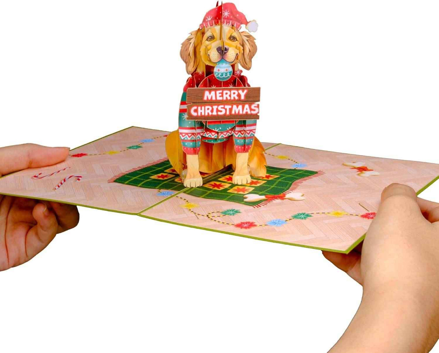 Golden Retriever Pop Up Christmas Card