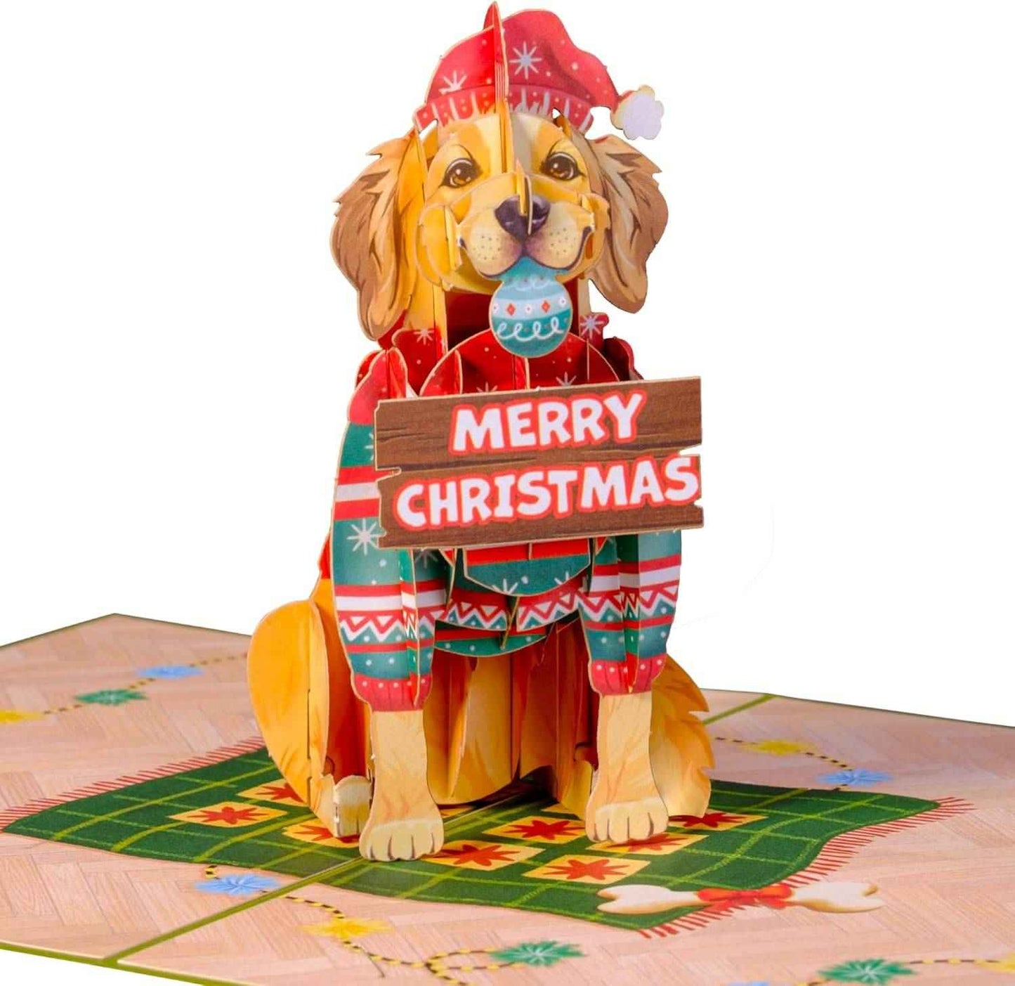 Golden Retriever Pop Up Christmas Card