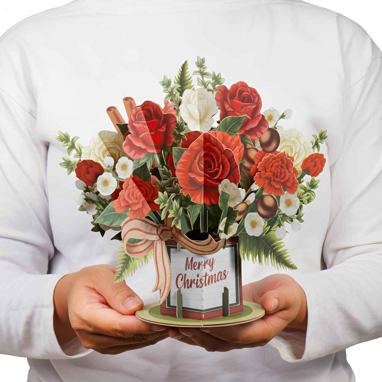 Merry Christmas Flower Bouquet Pop Up Christmas Card