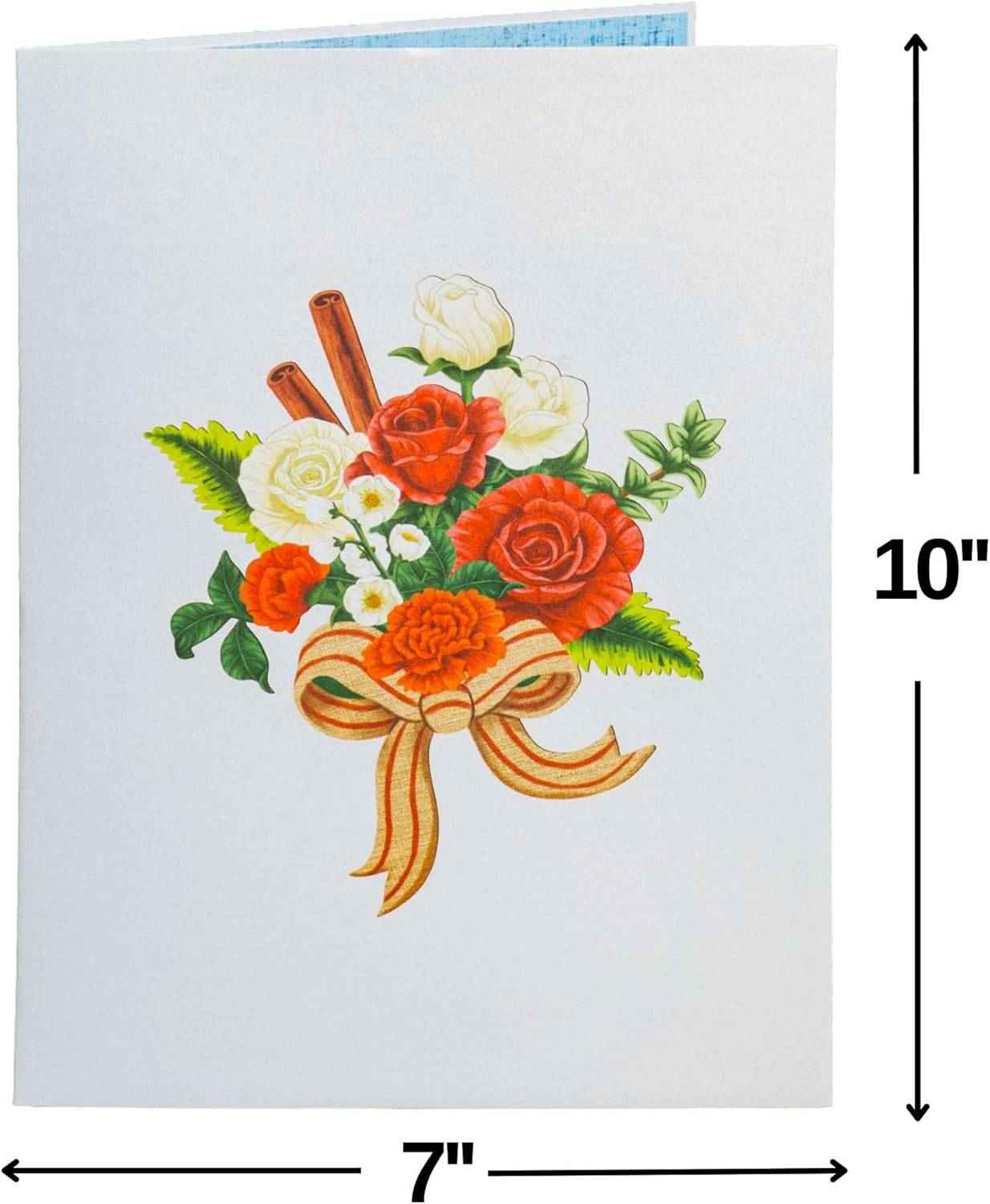Merry Christmas Flower Bouquet Pop Up Christmas Card