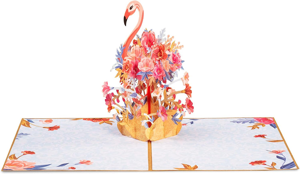 Floral Flamingo Frndly by Paper Love Pop Up Card 100% Recycled and Eco-Friendly