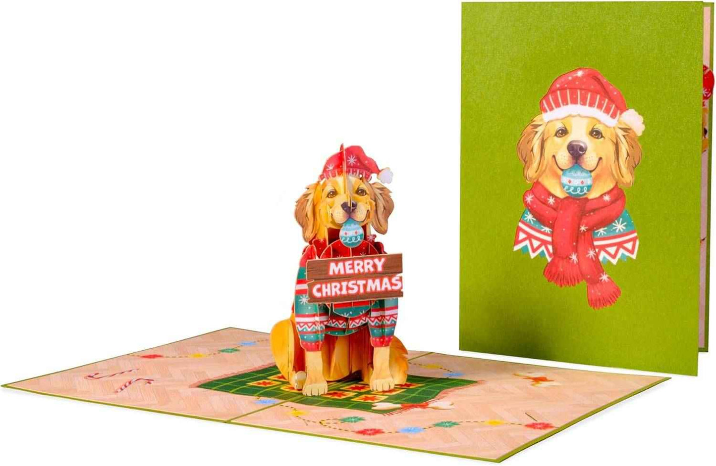Golden Retriever Pop Up Christmas Card