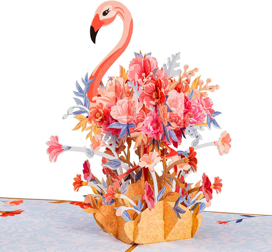 Floral Flamingo Pop Up Card - Frndly 8"x6"