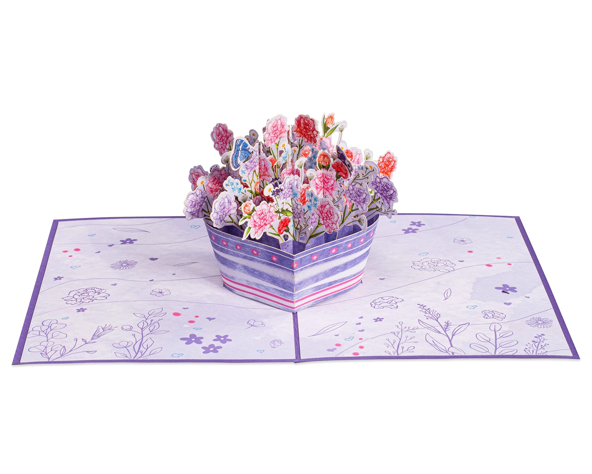 Open flowers pop-up card showcasing a 3D floral bouquet centerpiece.