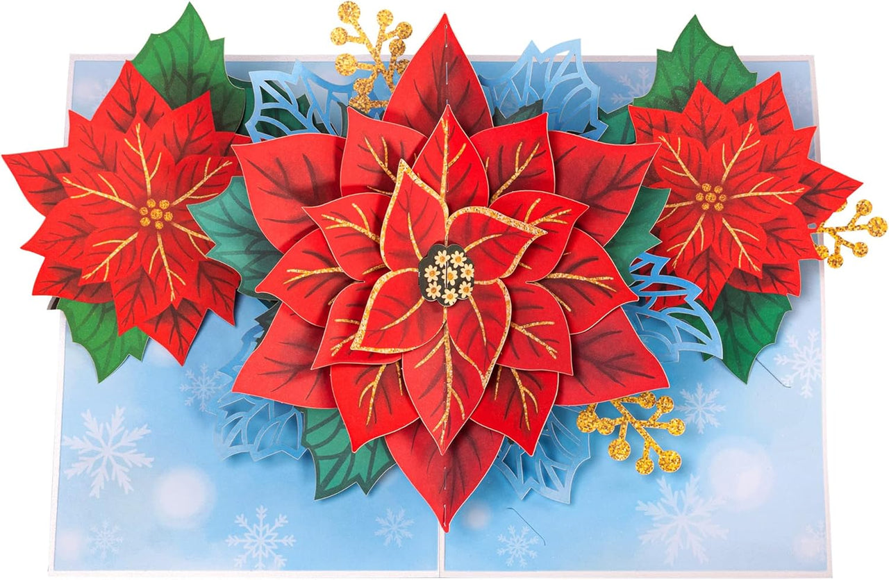 Poinsettia Flower Pop Up Card