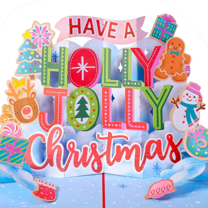 Holly Jolly Pop Up Christmas Card pop-up Christmas card open