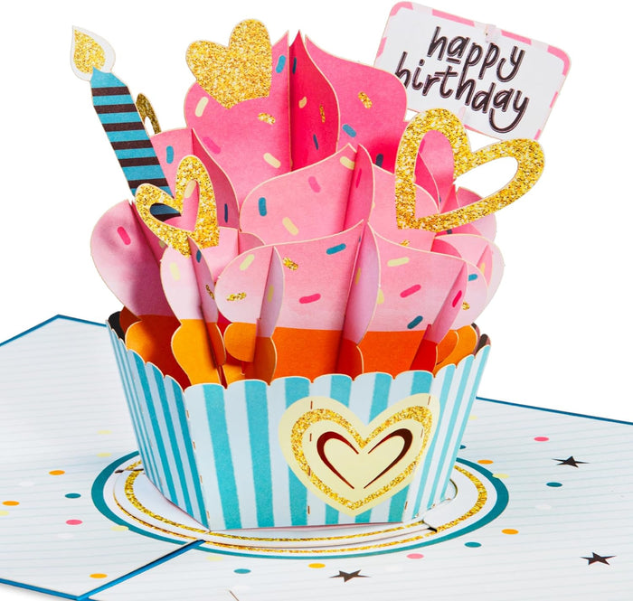 Happy Birthday Cupcake Pop Up Card, with Keepsake