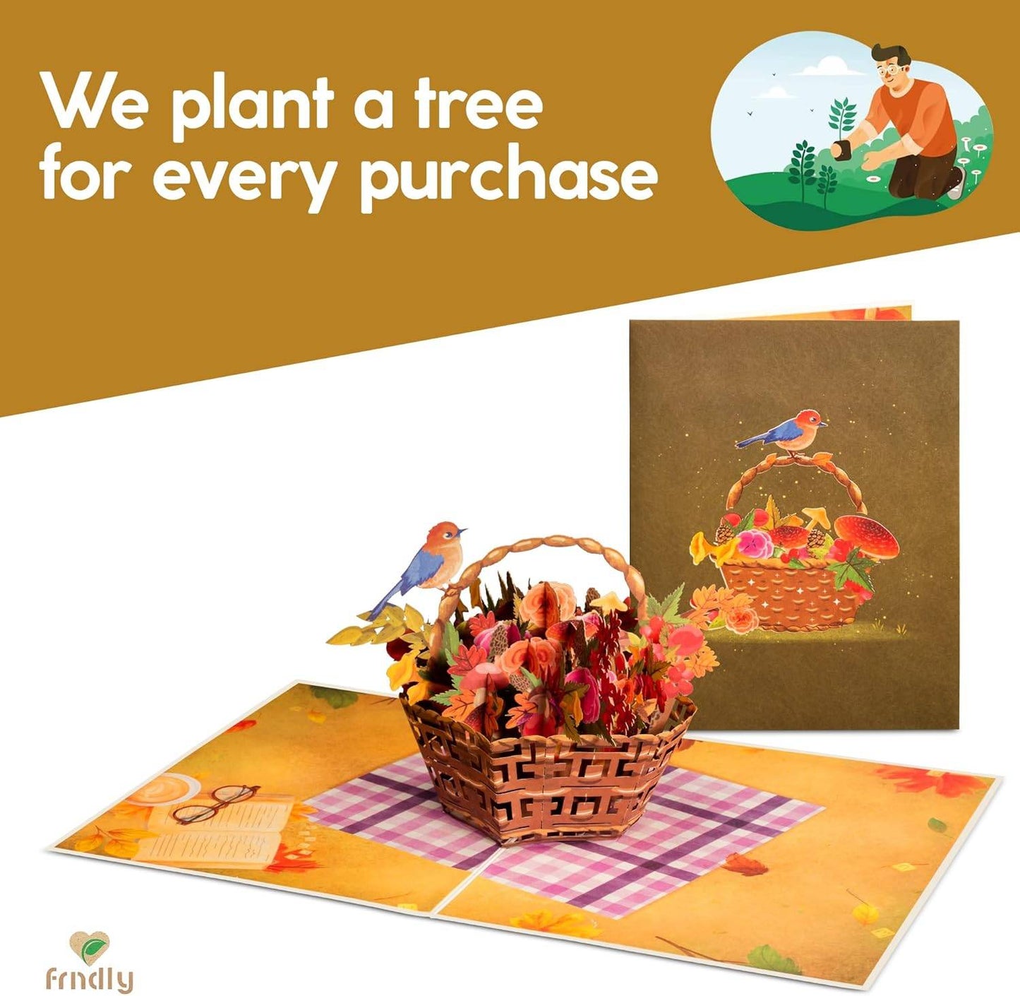 Fall Flower Basket Frndly Pop Up Card