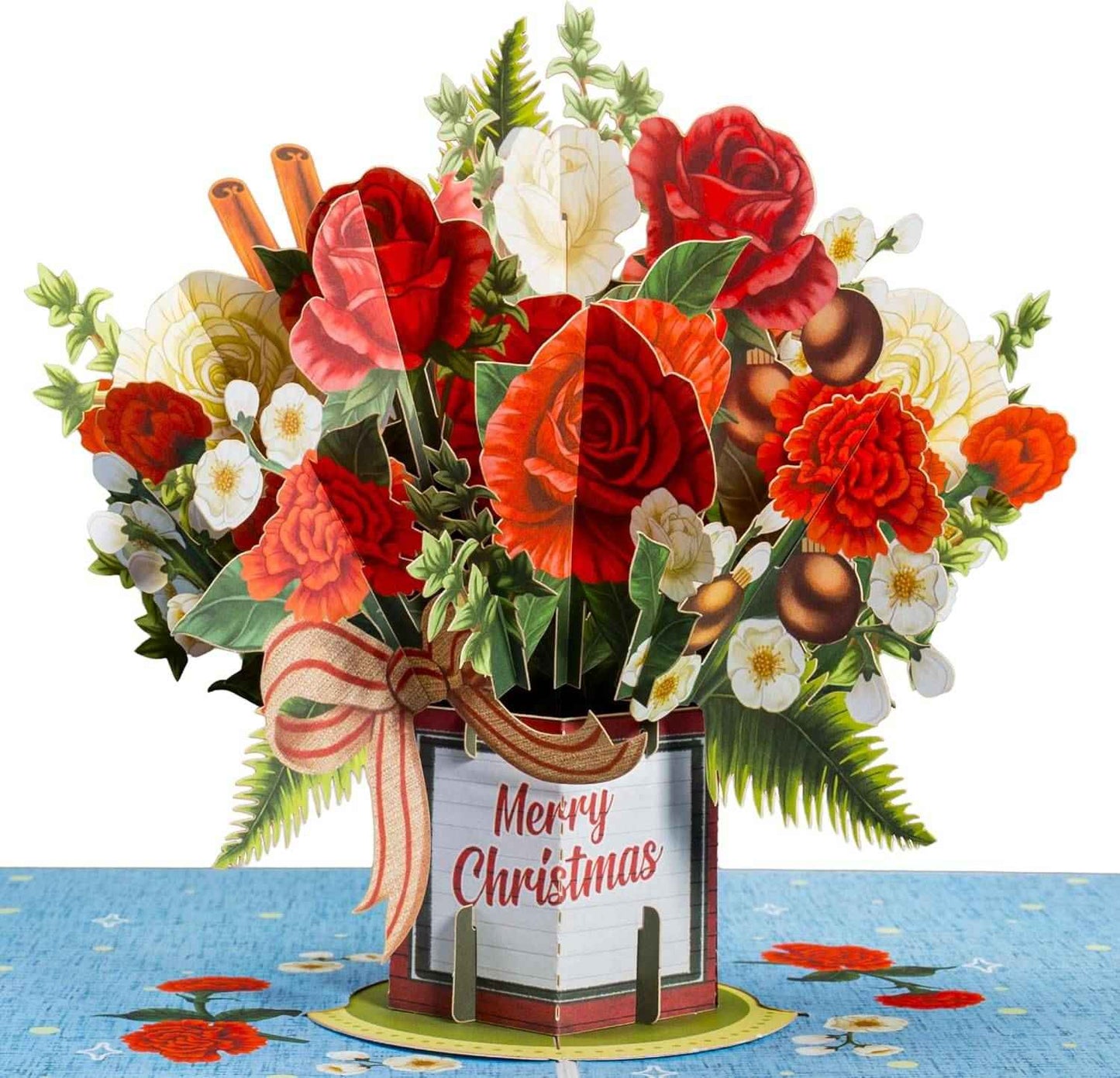 Merry Christmas Flower Bouquet Pop Up Christmas Card