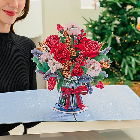 HugePop Joyous Flower Bouquet Pop Up Christmas Card