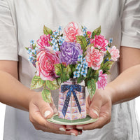 Elegance Pop Up Flower Bouquet Card, Oversized 10" X 7" Card
