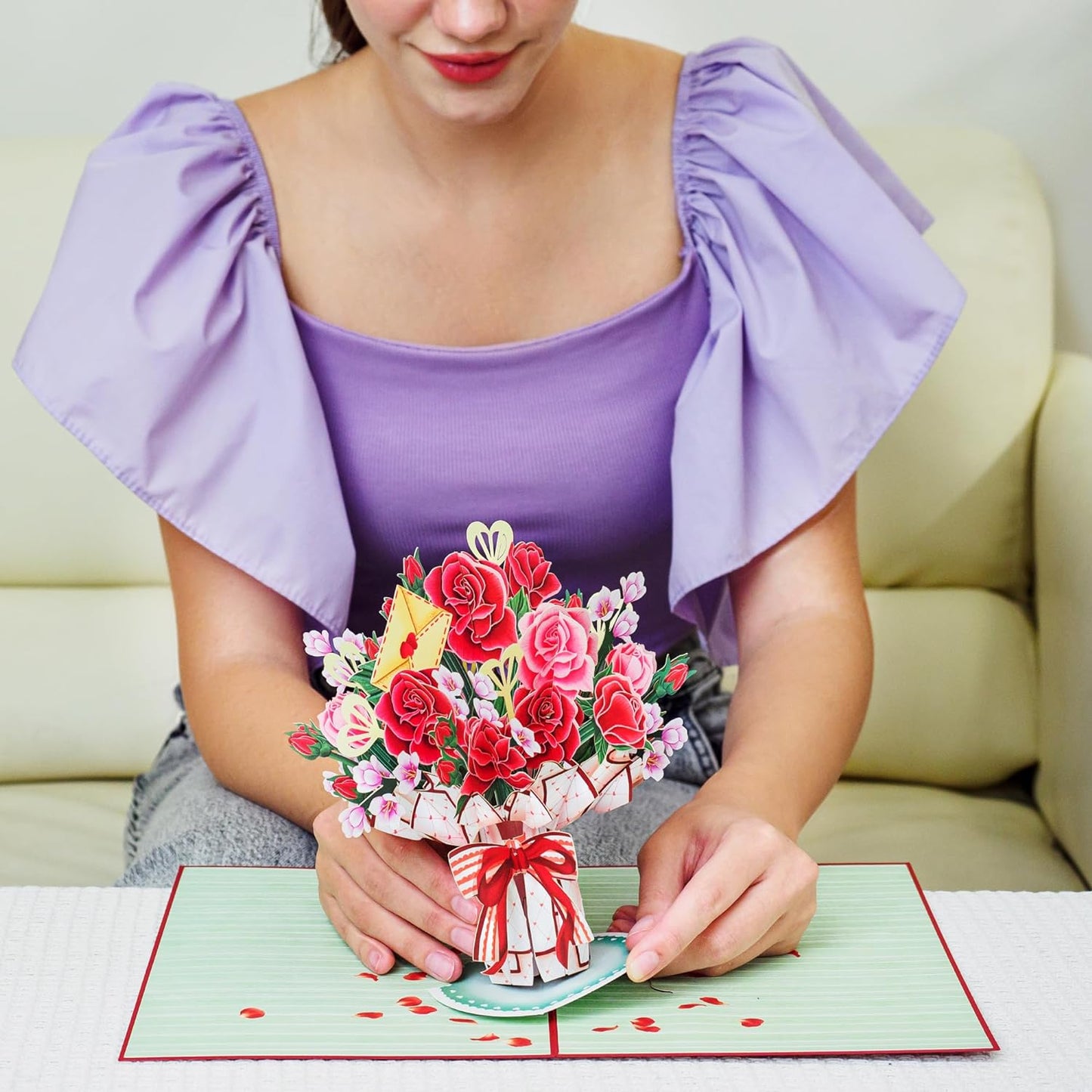 Lovely Rose Bouquet Oversized Pop Up Card with Keepsake