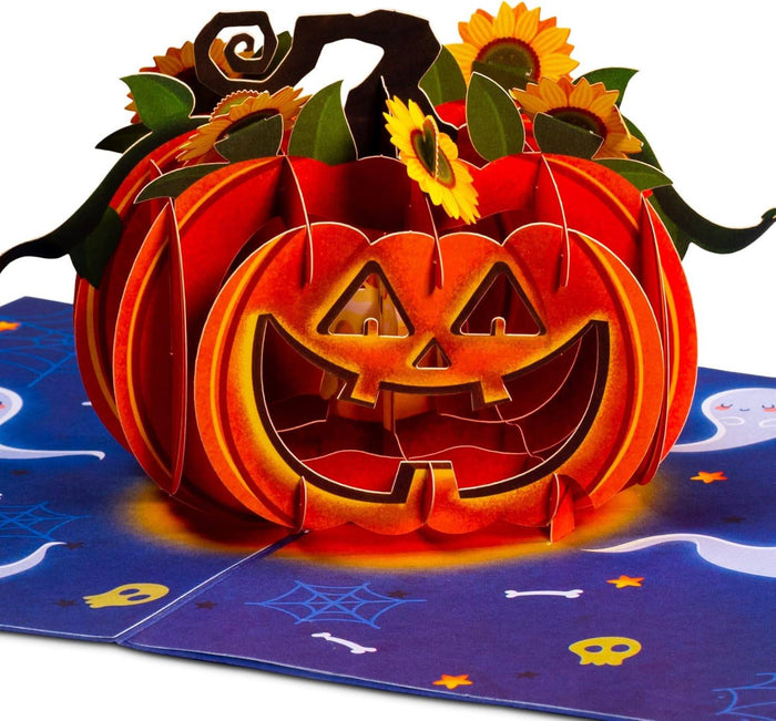 Pumpkin pop-up Halloween card open