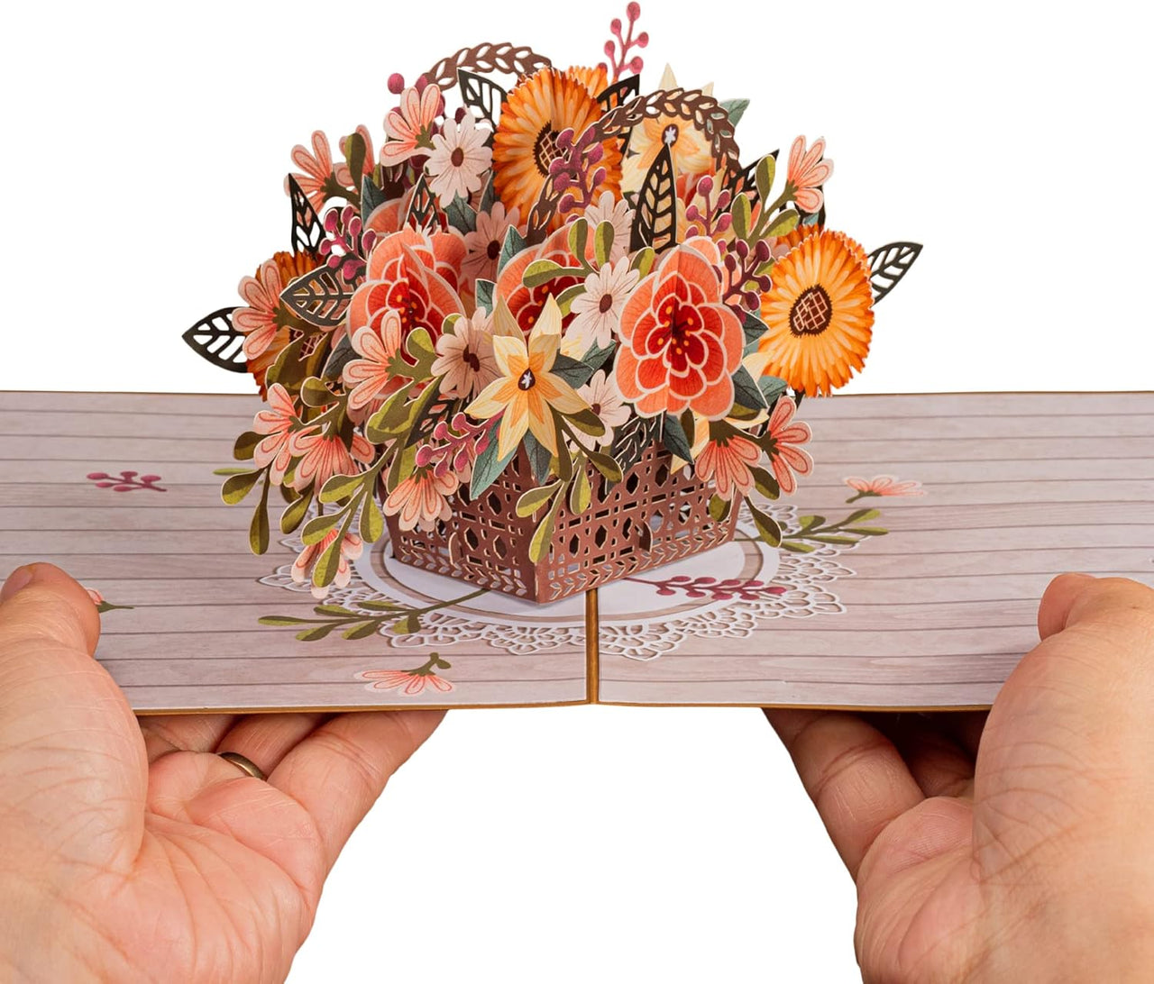 Rustic Flower Basket Pop Up Card