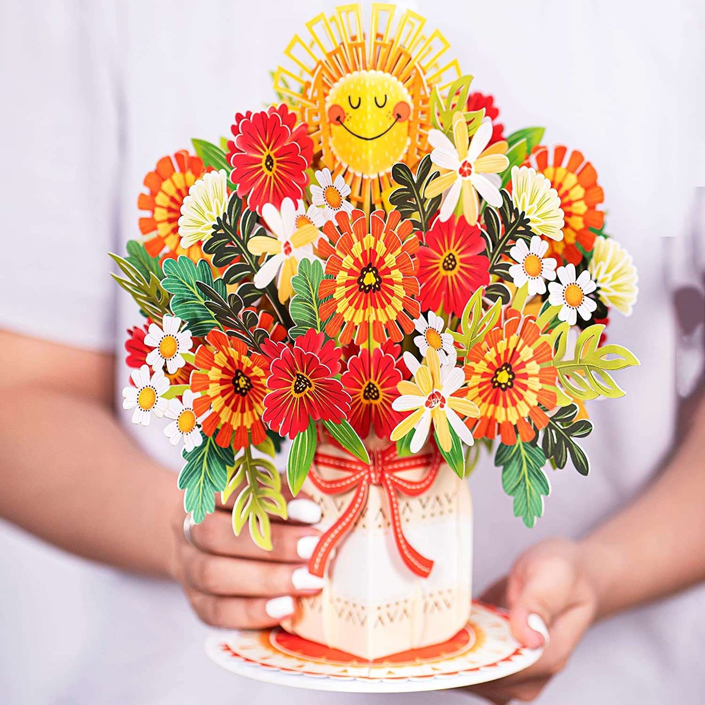 HugePop Happy Flower Bouquet Pop Up With Detachable Paper Flowers