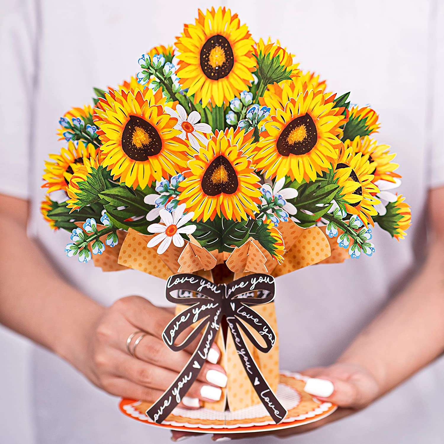 HugePop Sunflower Pop Up Flower Bouquet with Detachable Flowers