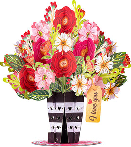 HugePop Lovely Flower Vase Pop Up, With Detachable Flowers