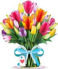 Thumbnail for HugePop Tulip Flower Pop Up Card with Detachable Bouquet