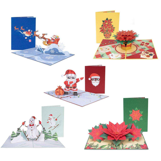 Paper Love Pop Up Cards - Christmas Cards 5-Pack Bundle Pop Up Cards