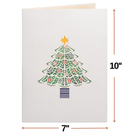 Oversized Christmas Tree Pop Up Card, 10" x 7" Includes Envelope and Note Tag