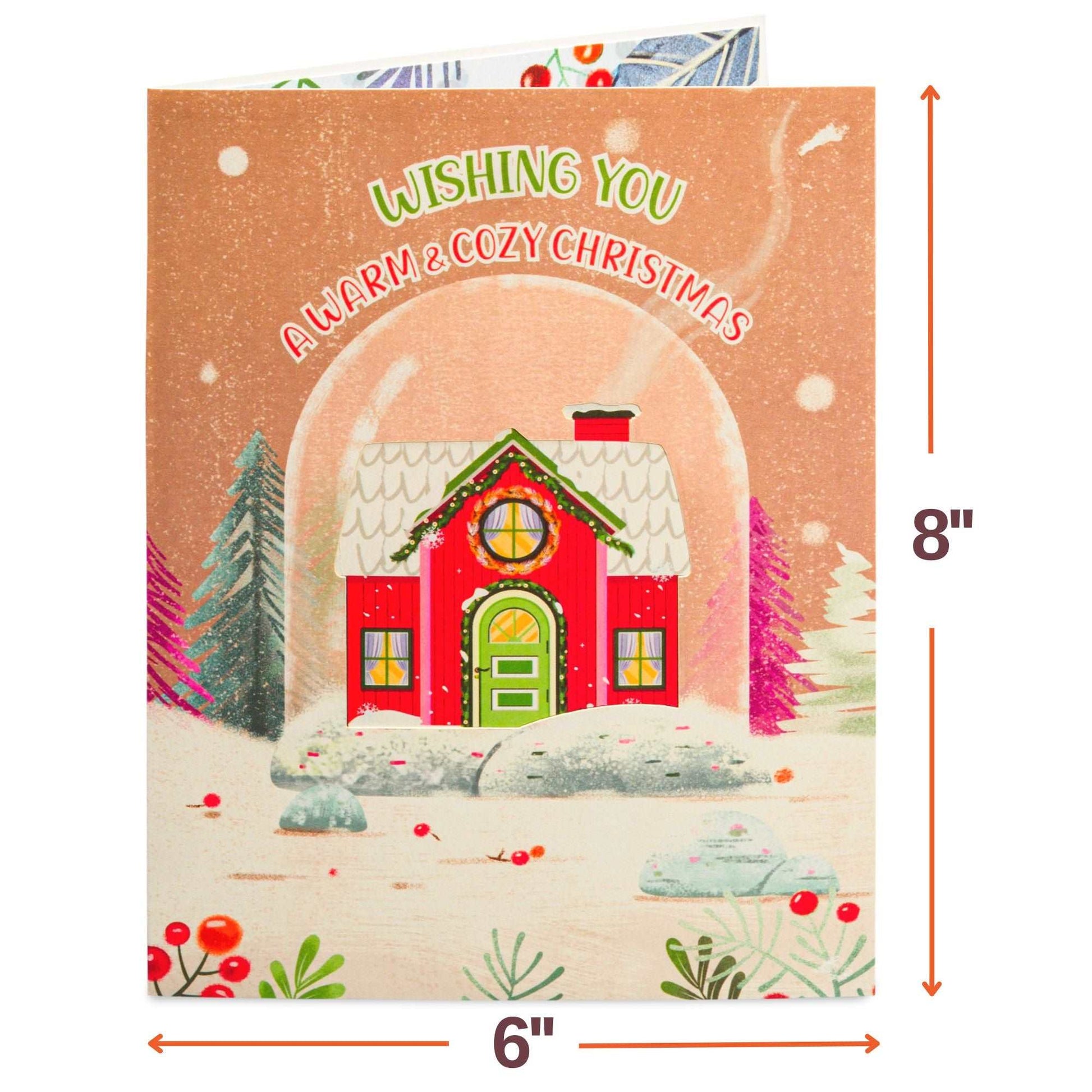 Cozy Christmas Home Frndly Pop Up Card, 8"x6" Cover