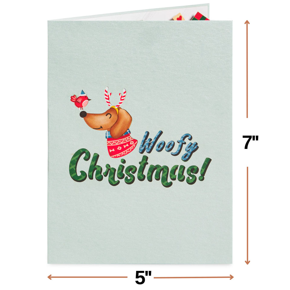 Woofy Christmas Pop Up Card, with Keepsake - 5"x7"