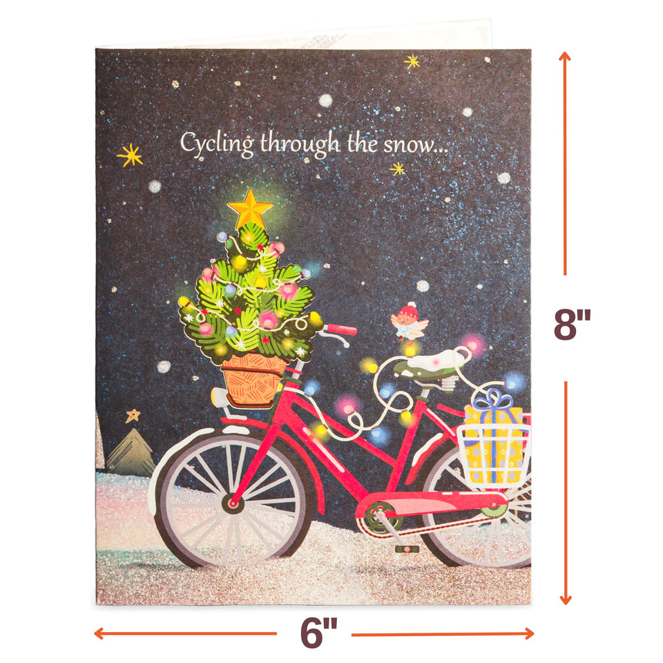Christmas Bike Frndly Pop Up Card, 8"x6" Cover