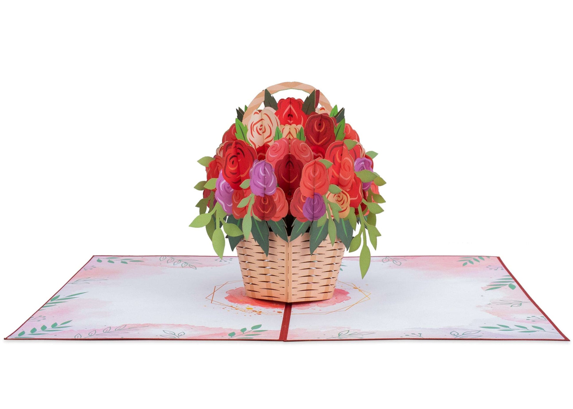 Basket of Roses Pop Up Card - 5"x7"