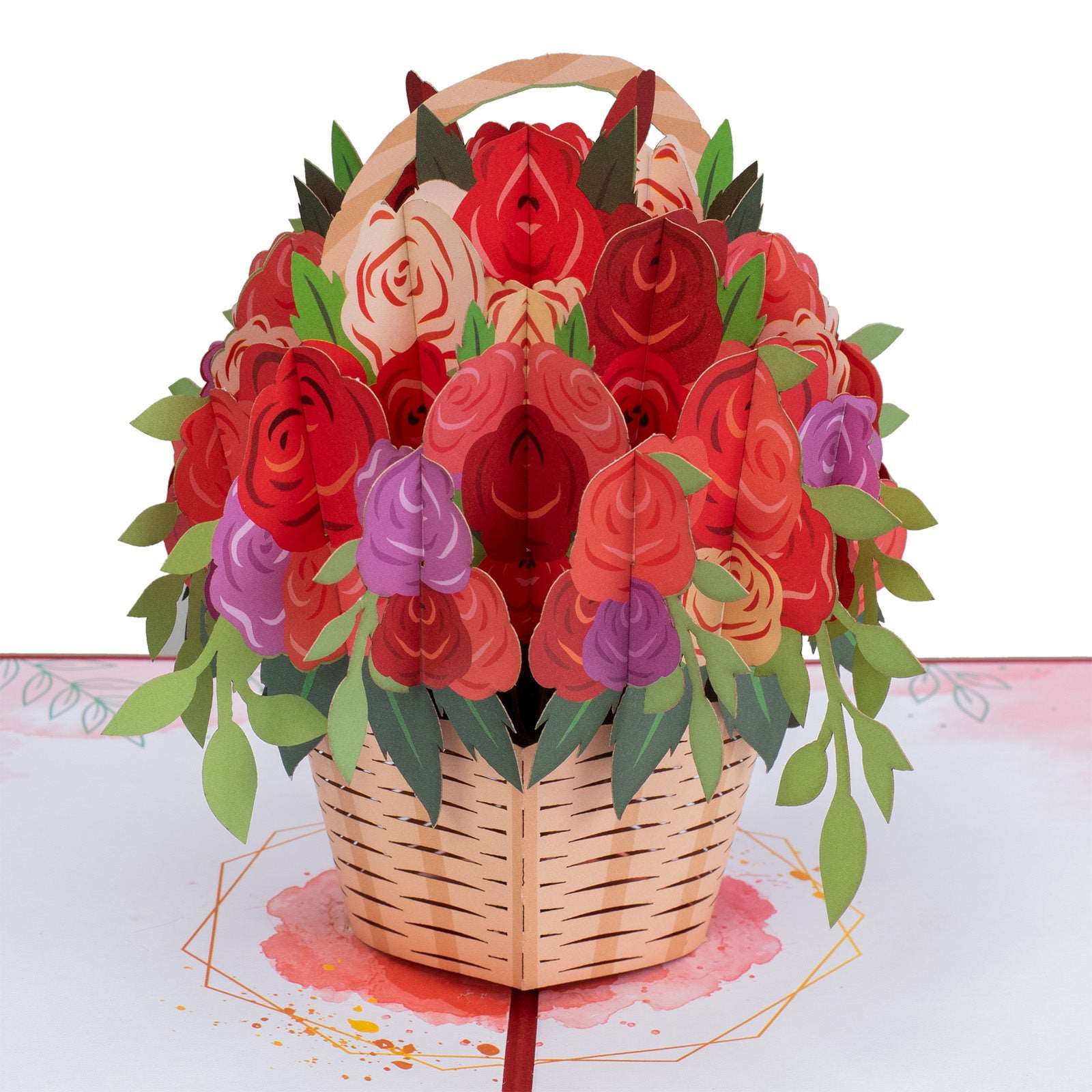 Basket of Roses Pop Up Card - 5"x7"