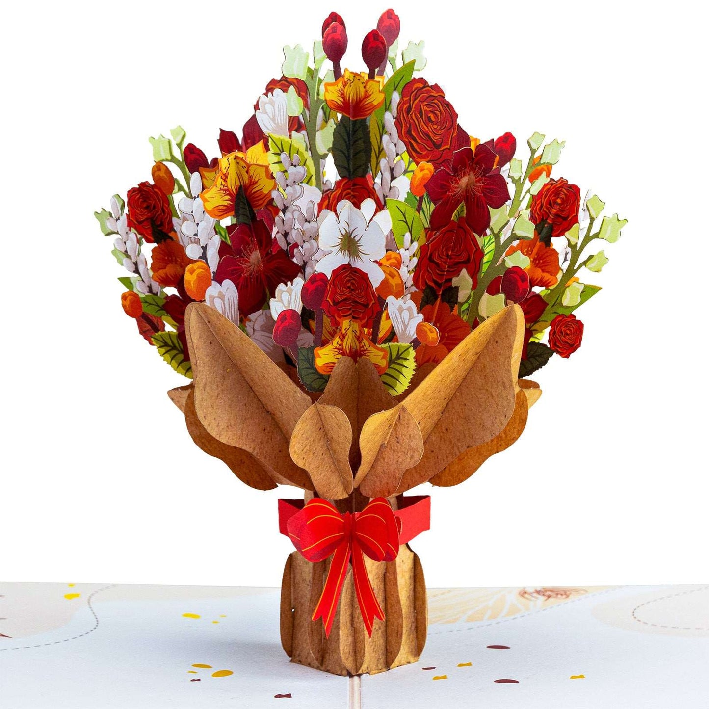 fall flower paper bouquet pop up greeting card