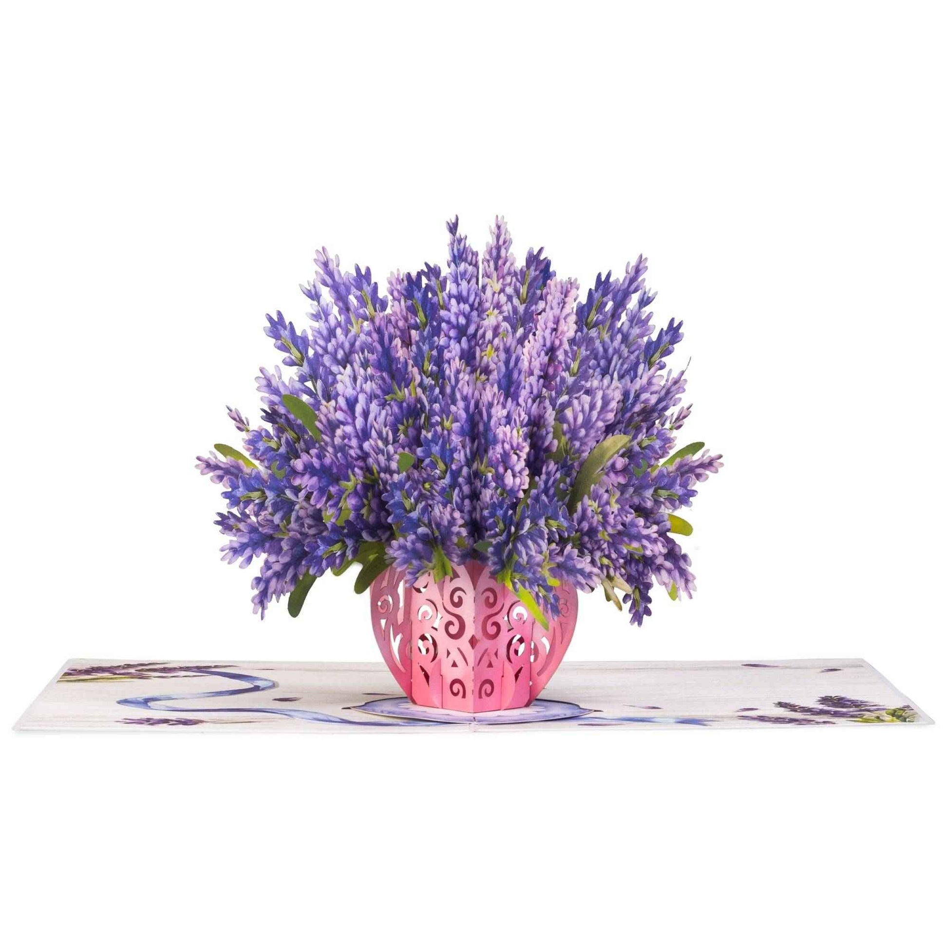 Lavender Flower Bouquet Pop Up Card with Keepsake
