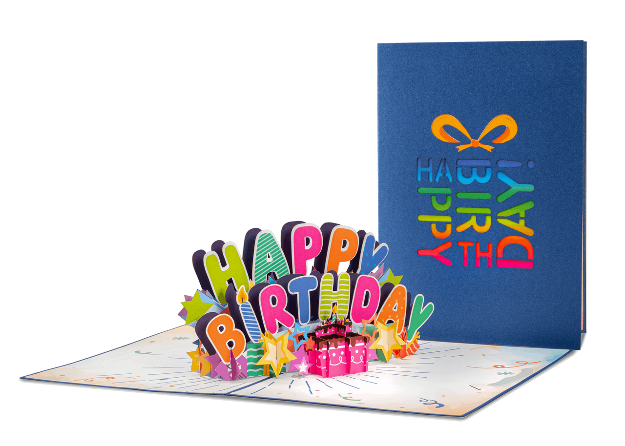 Happy Birthday Pop Up Card (Blue)