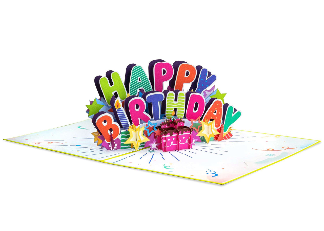 Happy Birthday Pop Up Card (Neon Green)