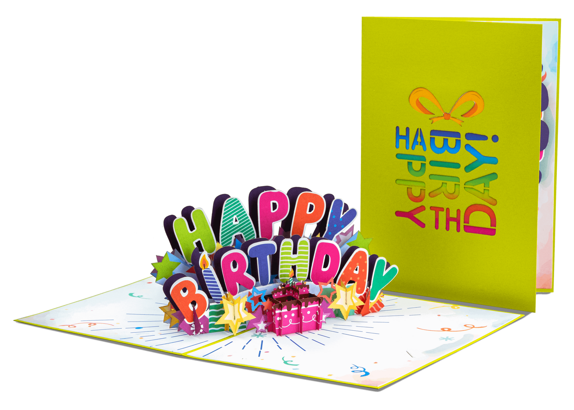 Happy Birthday Pop Up Card (Neon Green)